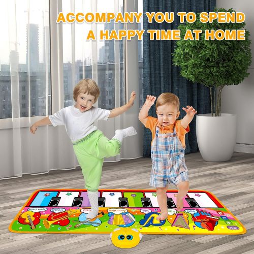  [아마존베스트]STREET WALK Musical Piano Dance Mat - Kids Musical Play Mats(59x24.6in) - Baby Music Keyboard Dance Touch Play Mat - Early Education Toys for 1 2 3 4 5 6 Year Old Toddler Girls Boy