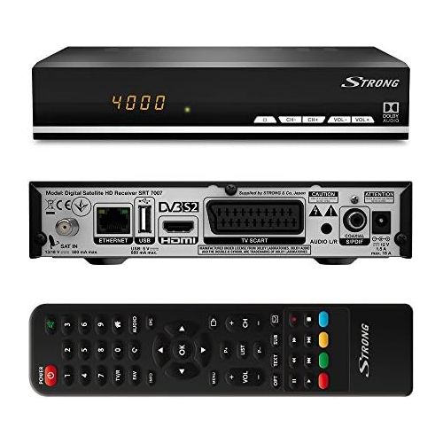  [아마존베스트]-Service-Informationen Strong SRT 7007 Digital HD Satellite Receiver with Display (Free-to-Air, HDTV, HDMI, Ethernet, USB Media Player, SCART) Black