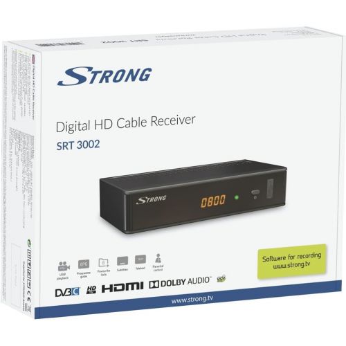  Strong SRT 3002 HD Receiver for Digital Cable DVB C Full HD HDTV HDMI SCART USB Media Player Black