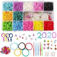 [아마존베스트]STSTECH DIY Loom Refill Kit for Crafting Gadgets Friendship Bracelet -5500 Rubber Bands Set with 6 Hooks,100 S-Clips,12 Silicone Charms,45 beads (12 Rainbow Colors)