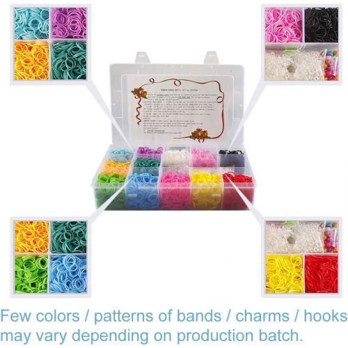  [아마존베스트]STSTECH DIY Loom Refill Kit for Crafting Gadgets Friendship Bracelet -5500 Rubber Bands Set with 6 Hooks,100 S-Clips,12 Silicone Charms,45 beads (12 Rainbow Colors)