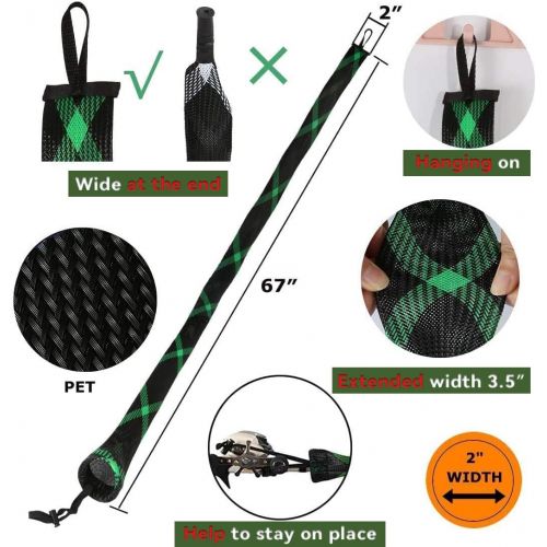  STSTECH Rod Cover Sleeve,6 Pack Fishing Rod Socks for Fly Spinning Casting Sea Rod, Braided Mesh Fishing Pole Gloves Protector Gear w/ 6 Pack Rod Ties Straps,Fishing Accessories Tools,1 Do