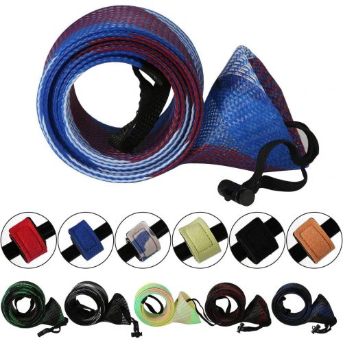  STSTECH Rod Cover Sleeve,6 Pack Fishing Rod Socks for Fly Spinning Casting Sea Rod, Braided Mesh Fishing Pole Gloves Protector Gear w/ 6 Pack Rod Ties Straps,Fishing Accessories Tools,1 Do