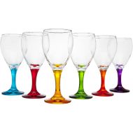 [아마존 핫딜] STUDIO SILVERSMITHS Studio Silversmiths Multi Color Set 6 Wine Glasses