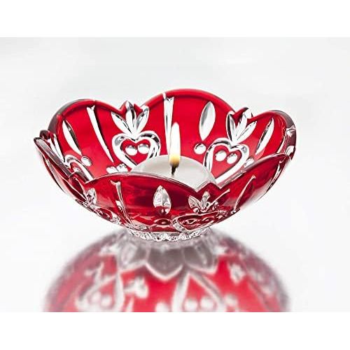  STUDIO SILVERSMITHS Studio Silversmith Crystal Candy Dish Bowl, Red