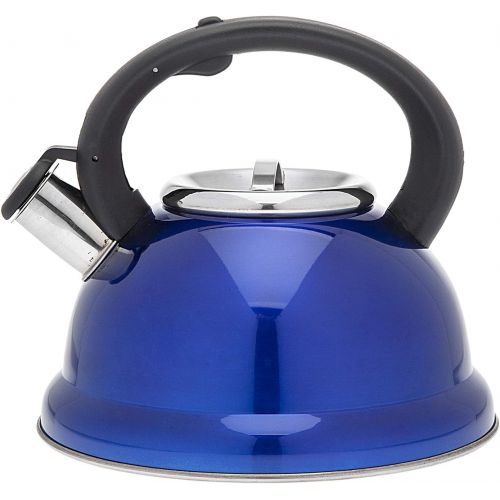  [아마존베스트]STUDIO SILVERSMITHS Blue Tea Kettle Stainless Steel Whistling Teapot - 2.6 Liter