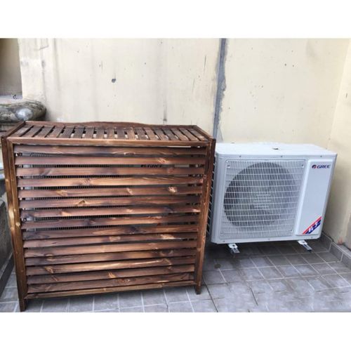  STURDY YYHJ Outdoor Wooden air Conditioner Rack Grid Anti-Corrosion Wooden air Conditioner Outer Cover Louver Solid Wood air Conditioner Cover Wooden Flower Stand for Indoors Plant