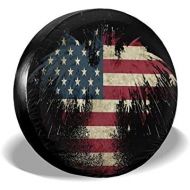 STWINW Car Tire Cover Sunscreen Protective Cover Bald Eagle American Flag Water Proof Universal Spare Wheel Tire Cover Fit for Trailer, RV, SUV and Various Vehicles 14 15 16 17 Inch …