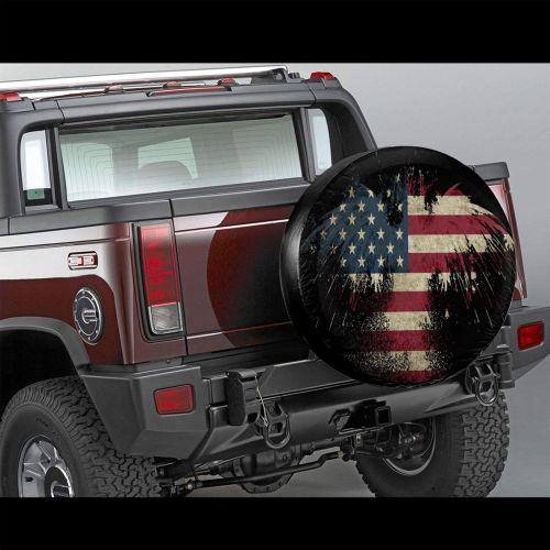  STWINW Car Tire Cover Sunscreen Protective Cover Bald Eagle American Flag Water Proof Universal Spare Wheel Tire Cover Fit for Trailer, RV, SUV and Various Vehicles 14 15 16 17 Inch …