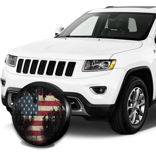  STWINW Car Tire Cover Sunscreen Protective Cover Bald Eagle American Flag Water Proof Universal Spare Wheel Tire Cover Fit for Trailer, RV, SUV and Various Vehicles 14 15 16 17 Inch …