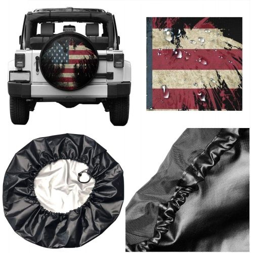  STWINW Car Tire Cover Sunscreen Protective Cover Bald Eagle American Flag Water Proof Universal Spare Wheel Tire Cover Fit for Trailer, RV, SUV and Various Vehicles 14 15 16 17 Inch …