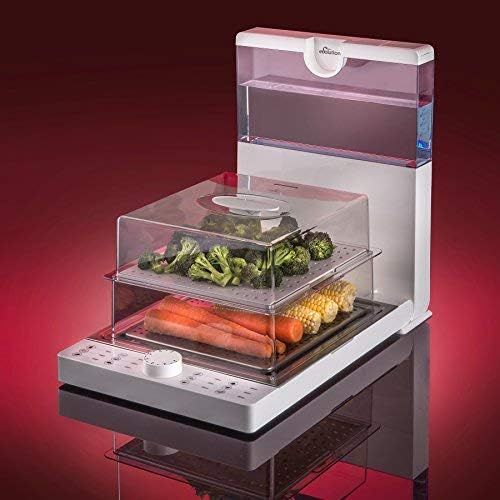  [아마존베스트]STX INTERNATIONAL STX Evolution Foldable Family-Sized Food Steamer, Model STX-EV-WH, Featuring a Large Capacity (1.8 Liter) BPA-Free Water Reservoir with Time Matched Water Levels and Dual Level Sta