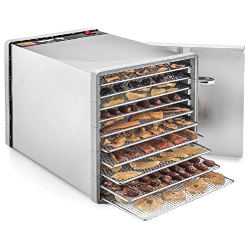  STX INTERNATIONAL STX International STX-DEH-600W-SST-CB Stainless Steel Dehydra 10 Tray Food and Jerky Dehydrator with 40 Hour Timer PLUS a FREE All New Dehydrating Made Easy Cookbook on CD with ove