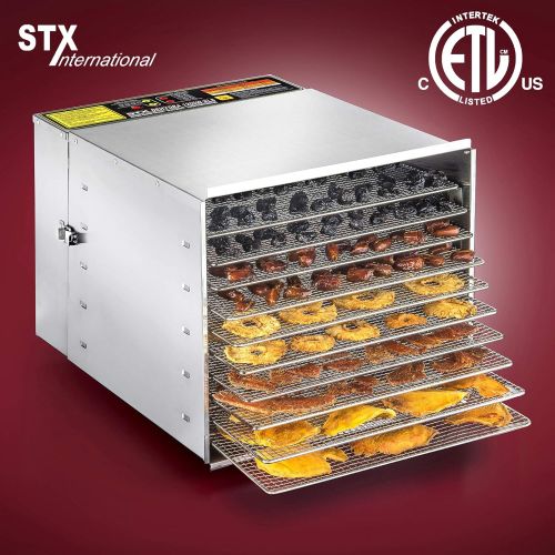  STX INTERNATIONAL STX International STX-DEH-1200W-XLS Dehydra Commercial Grade Stainless Steel Digital Food Dehydrator - 10 Trays - 1200 Watts - 165 Degree Fahrenheit - Jerky Safe with 15 Hour Timer