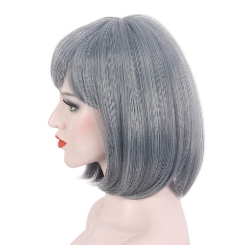  STfantasy Summer Bob Wigs with Bangs Ombre Grey Short Straight for Women Cosplay Costume Party...