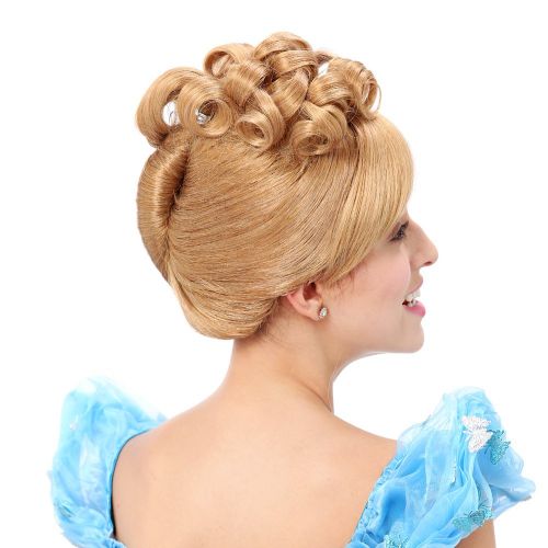  STfantasy Cinderella Wig for Women Princess Cosplay Costume Halloween Party Short Curly Gold Blonde Hair