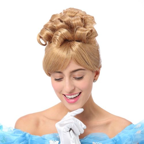  STfantasy Cinderella Wig for Women Princess Cosplay Costume Halloween Party Short Curly Gold Blonde Hair