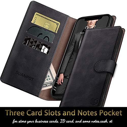  [아마존베스트]SUANPOT for iPhone 12 Pro Max Leather Wallet case with RFID Blocking Credit Card Holder, Flip Folio Book Magnetic PU Cell Phone Plus Cover for Apple 12 promax Leather case for Men