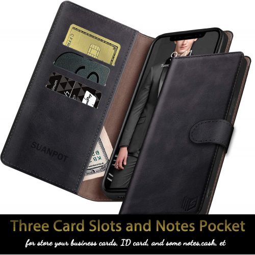  [아마존베스트]SUANPOT for iPhone 12 Pro Max Leather Wallet case with RFID Blocking Credit Card Holder, Flip Folio Book Magnetic PU Cell Phone Plus Cover for Apple 12 promax Leather case for Men