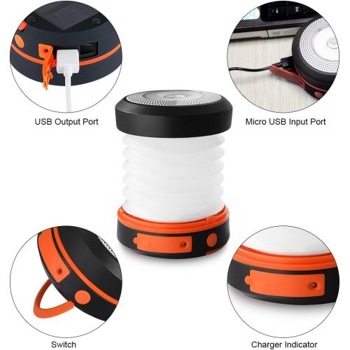  [아마존 핫딜]  [아마존핫딜]SUAOKI Led Camping Lantern Lights Rechargeable Battery (Powered by Solar Panel and USB Charging) Collapsible Flashlight for Outdoor Hiking Tent Garden (Emergency Charger for Phone,