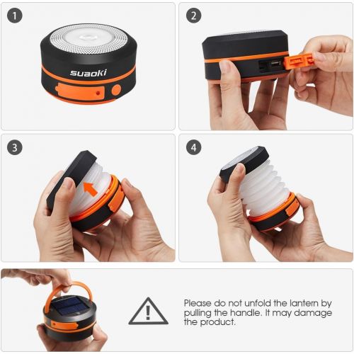  [아마존 핫딜]  [아마존핫딜]SUAOKI Led Camping Lantern Lights Rechargeable Battery (Powered by Solar Panel and USB Charging) Collapsible Flashlight for Outdoor Hiking Tent Garden (Emergency Charger for Phone,