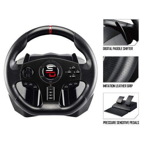  [아마존베스트]SUBSONIC Superdrive - SV700 Drive Pro Sport Wheel with Pedals, Paddle Shifters and Vibrations (Electronic Games)