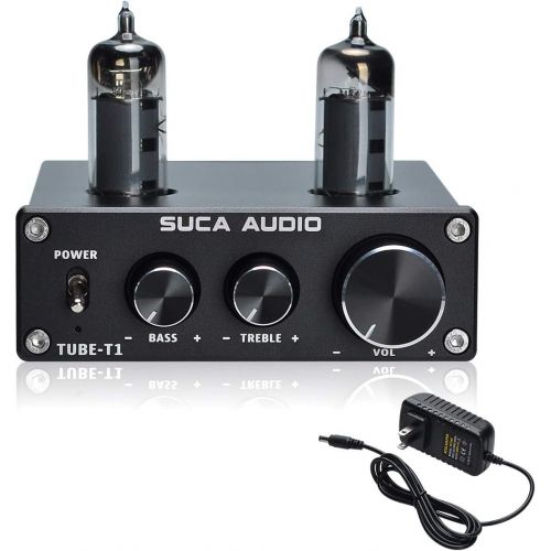  [아마존베스트]SUCA-AUDIO Tube-T1 Preamplifier, Vacuum Tube Amplifier Buffer Mini Hi-Fi Stereo Preamp with Treble & Bass Tone Control for Home Audio Player (6K4 Tubes)