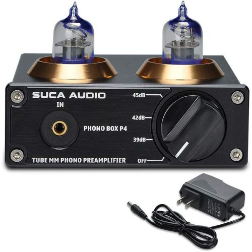  SUCA-AUDIO Phono Preamp for Turntable MM Phonograph Vacuum Tube Preamplifier with Gain Gear Mini Hi-Fi Stereo for Home Audio with DC 12V Power Supply