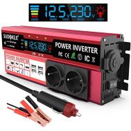 [아마존베스트]-Service-Informationen SUDOKEJI Power Inverter 1000 W DC 12 V 230 V AC Voltage Converter with LED Display Dual AC Outlet & 4 x USB Car Charger & Includes 12 V Car Cigarette Lighter Plug