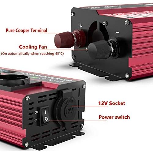  [아마존베스트]-Service-Informationen SUDOKEJI Power Inverter 1000 W DC 12 V 230 V AC Voltage Converter with LED Display Dual AC Outlet & 4 x USB Car Charger & Includes 12 V Car Cigarette Lighter Plug