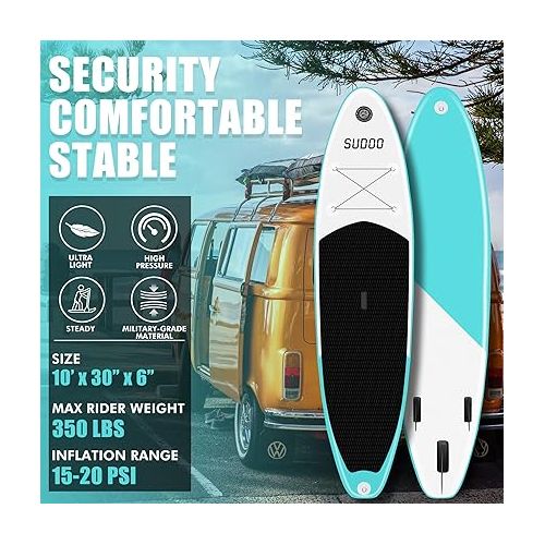  Inflatable Stand Up Paddle Board. 10'x30 x6 Stand-Up Paddleboards. Ultra-Light SUP Board for Adult & Youth. Paddle Boards incl Paddle/Pump/Backpack/Leash/3 Fins/Non-Slip Deckpad/Repair Kit