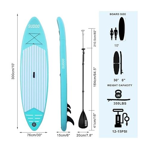  Inflatable Stand Up Paddle Board 10'x30 x6 Ultra-Light SUP Stand-Up Paddleboard for Adults & Youth with Backpack, Pump, Paddle, Coil Leash, Triple Fins, Repair Kit