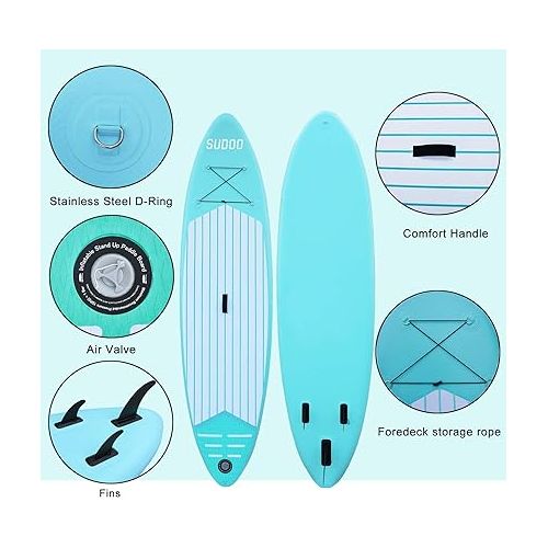  Inflatable Stand Up Paddle Board 10'x30 x6 Ultra-Light SUP Stand-Up Paddleboard for Adults & Youth with Backpack, Pump, Paddle, Coil Leash, Triple Fins, Repair Kit