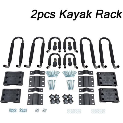  SUDOO Kayak Rack Accessories for Car - 2 Pair J-Bar Shape Steel Roof Rack Kayak Carrier wVehicle Cross Bars Roof Racks Mount on Car Truck and SUV Vault Crossbar, for Canoe, SUP and Kaya