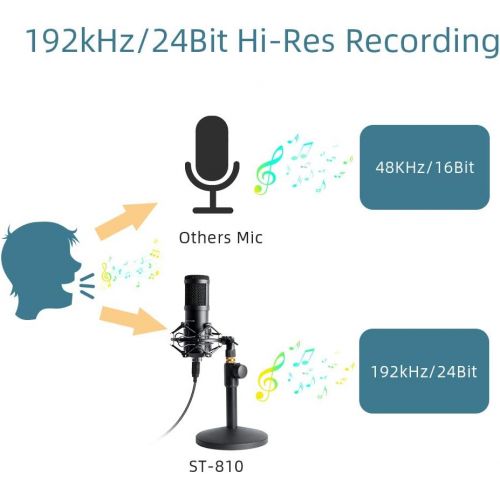  [아마존 핫딜] USB Streaming Podcast PC Microphone, SUDOTACK Professional 96KHZ/24Bit Studio Cardioid Condenser Mic Kit with Sound Card Desktop Stand Shock Mount Pop Filter, for Skype Youtuber Ga