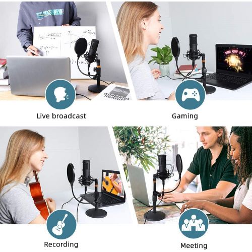  [아마존 핫딜] USB Streaming Podcast PC Microphone, SUDOTACK Professional 96KHZ/24Bit Studio Cardioid Condenser Mic Kit with Sound Card Desktop Stand Shock Mount Pop Filter, for Skype Youtuber Ga