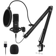 [아마존베스트]USB Streaming Podcast PC Microphone, SUDOTACK professional 96KHZ/24Bit Studio Cardioid Condenser Mic Kit with sound card Boom Arm Shock Mount Pop Filter, for Skype YouTuber Karaoke