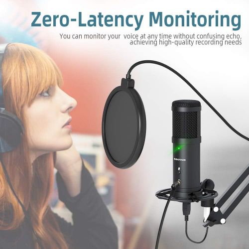  USB Streaming PC Microphone, Zero-Latency Monitoring SUDOTACK Professional 192kHz/24Bit Studio Cardioid Condenser Mic Kit with Mute Button, for Podcasting,Gaming,Home Recording,You