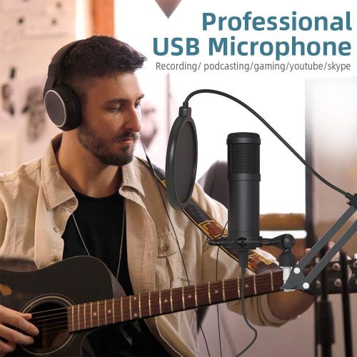  [아마존베스트]USB Streaming PC Microphone, Zero-Latency Monitoring SUDOTACK Professional 192kHz/24Bit Studio Cardioid Condenser Mic Kit with Mute Button&Headphone Output