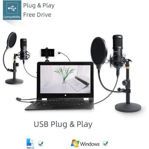  [아마존베스트]USB Streaming Podcast PC Microphone with Aluminum Storage Case,SUDOTACK Professional 192kHz/24Bit Studio Cardioid Condenser Mic Kit with Sound Card Desktop Stand Shock Mount for Sk