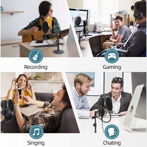  [아마존베스트]USB Streaming Podcast PC Microphone with Aluminum Storage Case,SUDOTACK Professional 192kHz/24Bit Studio Cardioid Condenser Mic Kit with Sound Card Desktop Stand Shock Mount for Sk