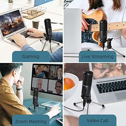  [아마존베스트]SUDOTACK USB Podcast PC Microphone, Condenser Computer Micro Kit, Plug & Play with Gain Control for Live Streaming, Games, Recording, YouTube, Zoom, Compatible with Laptop Desktop