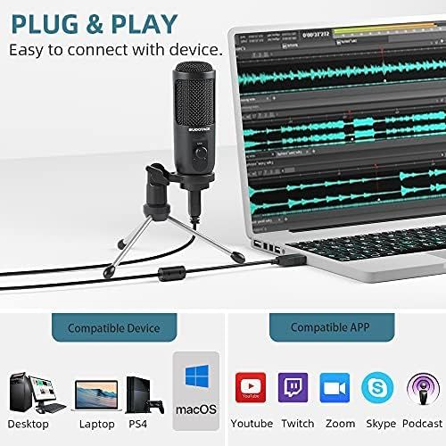  [아마존베스트]SUDOTACK USB Podcast PC Microphone, Condenser Computer Micro Kit, Plug & Play with Gain Control for Live Streaming, Games, Recording, YouTube, Zoom, Compatible with Laptop Desktop