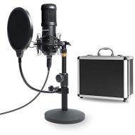 [아마존베스트]USB Mikrofon Kit mit Aufbewahrungskoffer aus Aluminium, SUDOTACK Professionelles Mikrofon 192KHZ / 24Bit PC Mikrofon mit Soundkarte Boom Arm Shock Mount Pop-Filter fuer Rundfunk, Yo