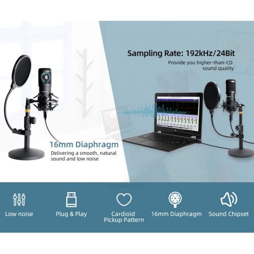  [아마존베스트]USB Mikrofon Kit mit Aufbewahrungskoffer aus Aluminium, SUDOTACK Professionelles Mikrofon 192KHZ / 24Bit PC Mikrofon mit Soundkarte Boom Arm Shock Mount Pop-Filter fuer Rundfunk, Yo