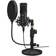 [아마존베스트]USB Mikrofon, SUDOTACK professionelles podcast mikrofon 192KHZ / 24Bit Studio Cardioid-Kondensatormikrofon-Kit mit Soundkarte Stander Shock Mount Pop-Filter fuer Skype, Rundfunk, Yo