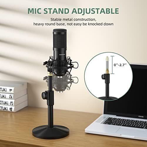  [아마존베스트]USB Mikrofon, SUDOTACK professionelles podcast mikrofon 192KHZ / 24Bit Studio Cardioid-Kondensatormikrofon-Kit mit Soundkarte Stander Shock Mount Pop-Filter fuer Skype, Rundfunk, Yo