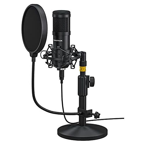  [아마존베스트]USB Mikrofon, SUDOTACK professionelles podcast mikrofon 192KHZ / 24Bit Studio Cardioid-Kondensatormikrofon-Kit mit Soundkarte Stander Shock Mount Pop-Filter fuer Skype, Rundfunk, Yo