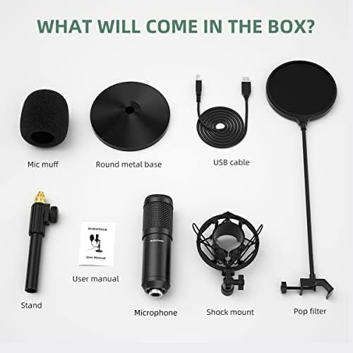  [아마존베스트]USB Mikrofon, SUDOTACK professionelles podcast mikrofon 192KHZ / 24Bit Studio Cardioid-Kondensatormikrofon-Kit mit Soundkarte Stander Shock Mount Pop-Filter fuer Skype, Rundfunk, Yo