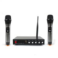 SUDOTACK Professional Wireless Microphone System for Karaoke Machine with Receiver to Amplifier/Speaker & Dual Metal Handheld Dynamic Microphones & Antenna for Conference/Cell Phone/Karaoke